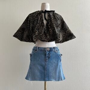 Vintage black tan cheetah fleece poncho